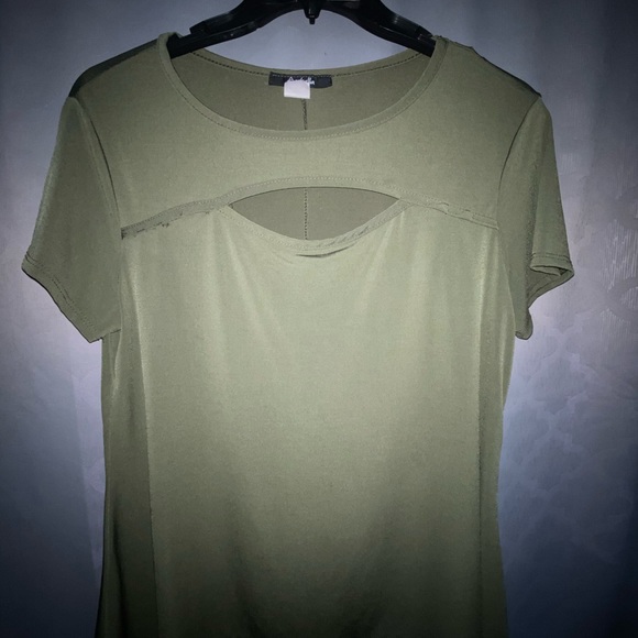 Army Green Short sleeve Blouse - Picture 1 of 2